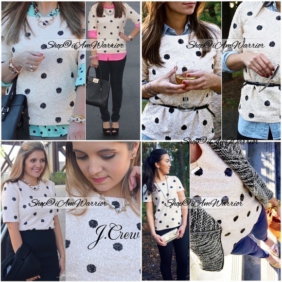 J.Crew ivory & black sequin polka-dot short sleeve top *shop@iamwarrior - Picture 7 of 16